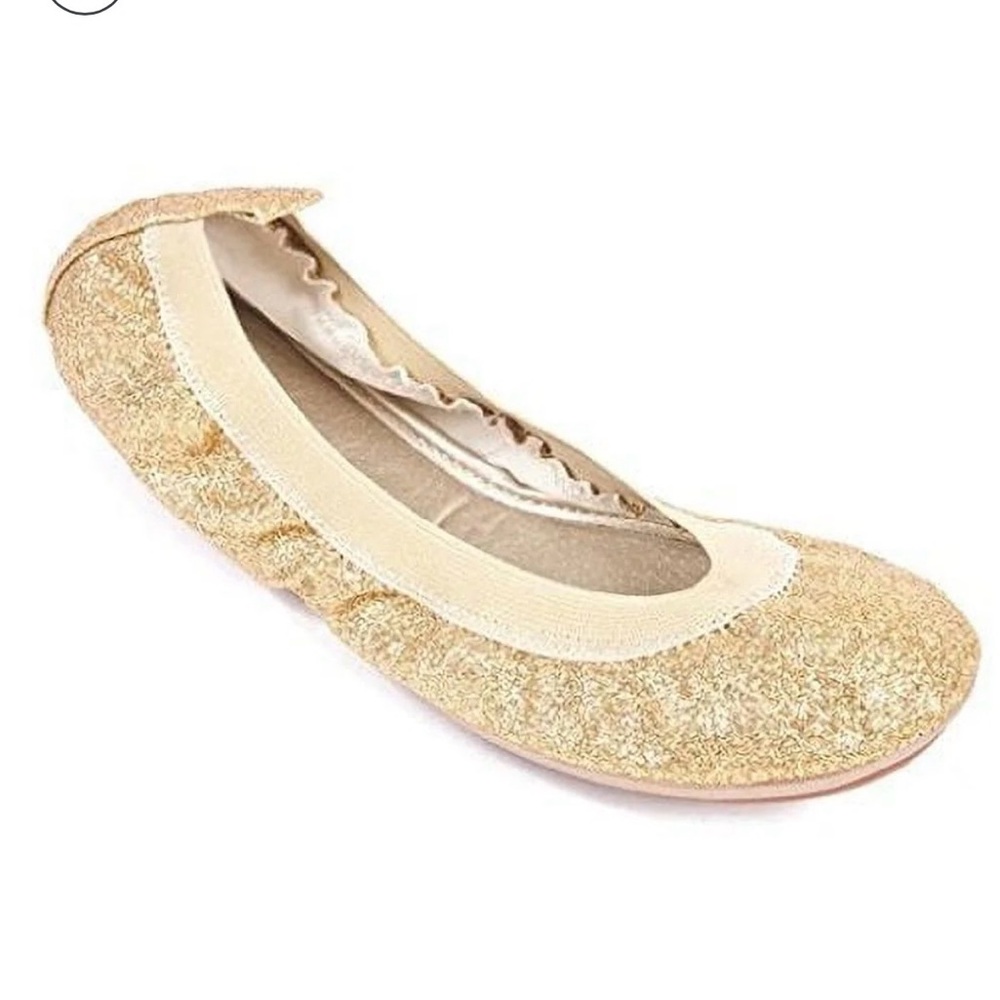 NEW YOSI SAMRA GLITTER gold bendable ballet flats prom dance girl’s shoes size 3